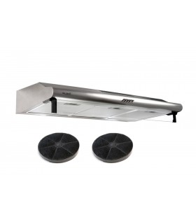 hotte casquette, hotte visière, inox, 90 cm, double moteurs